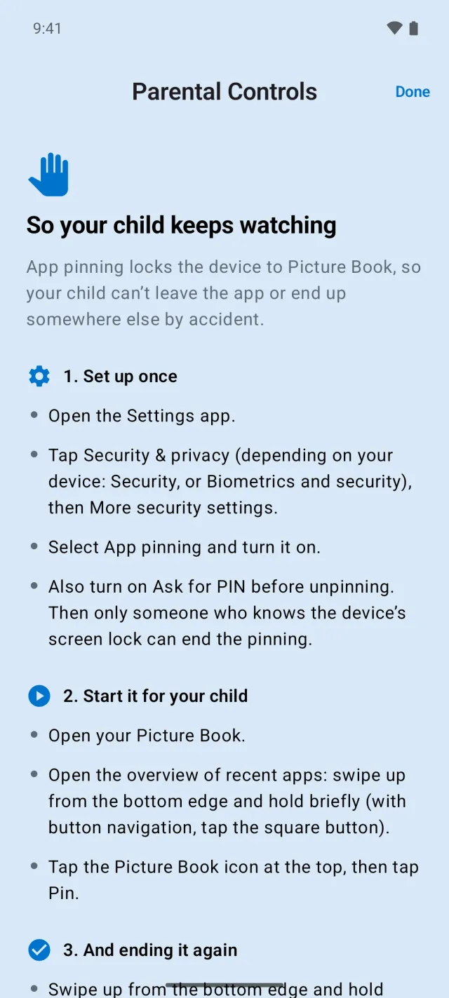 Built-in guide to app pinning