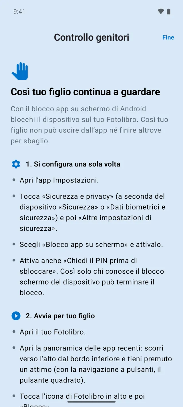 Guida integrata al blocco app sullo schermo