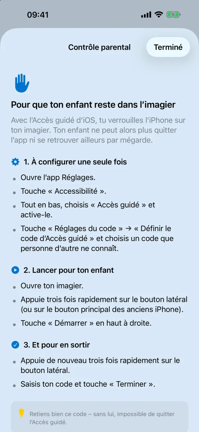 Guide intégré pour l’Accès guidé