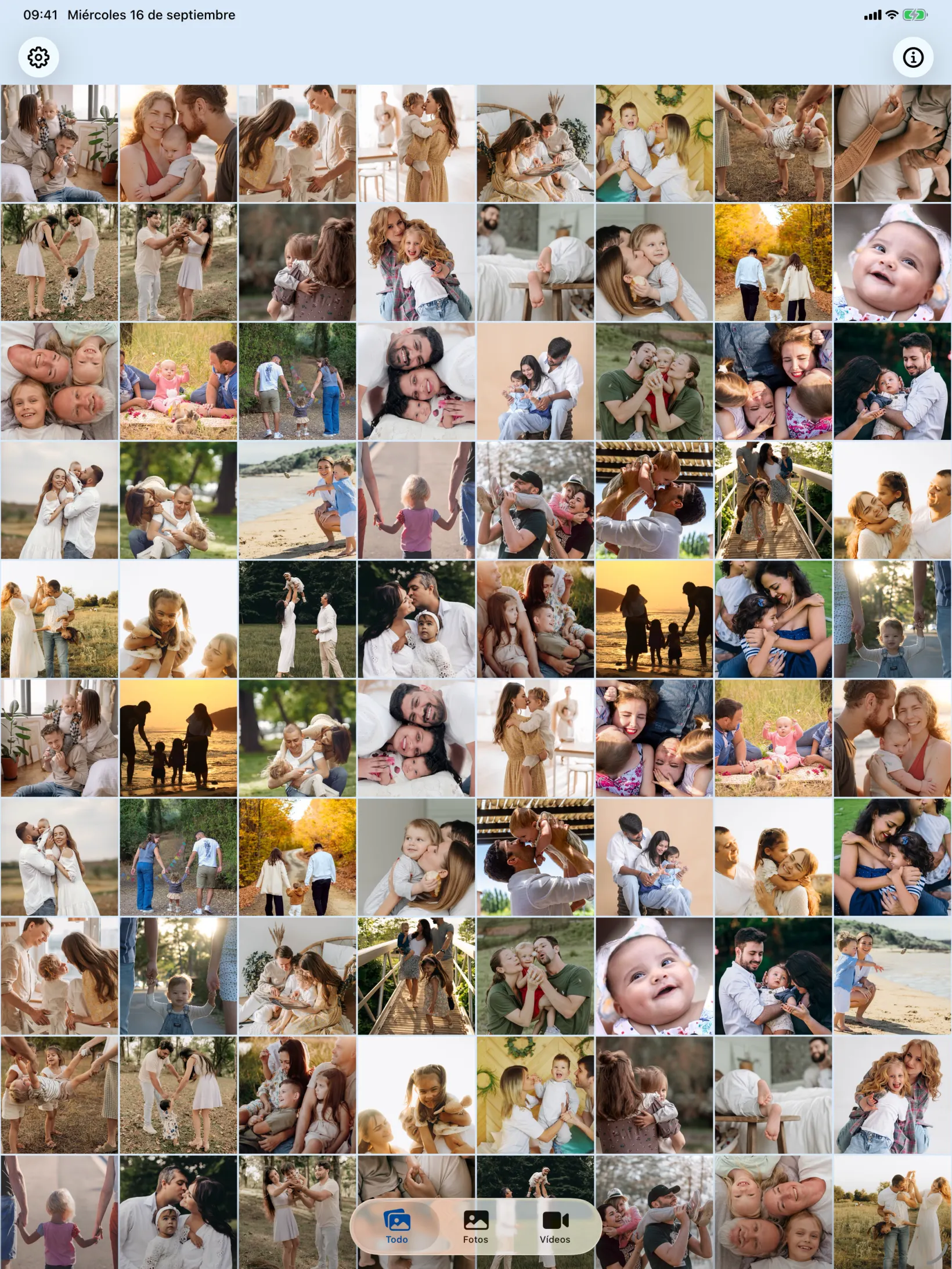 Libro de fotos en el iPad: una gran cuadrícula de fotos familiares