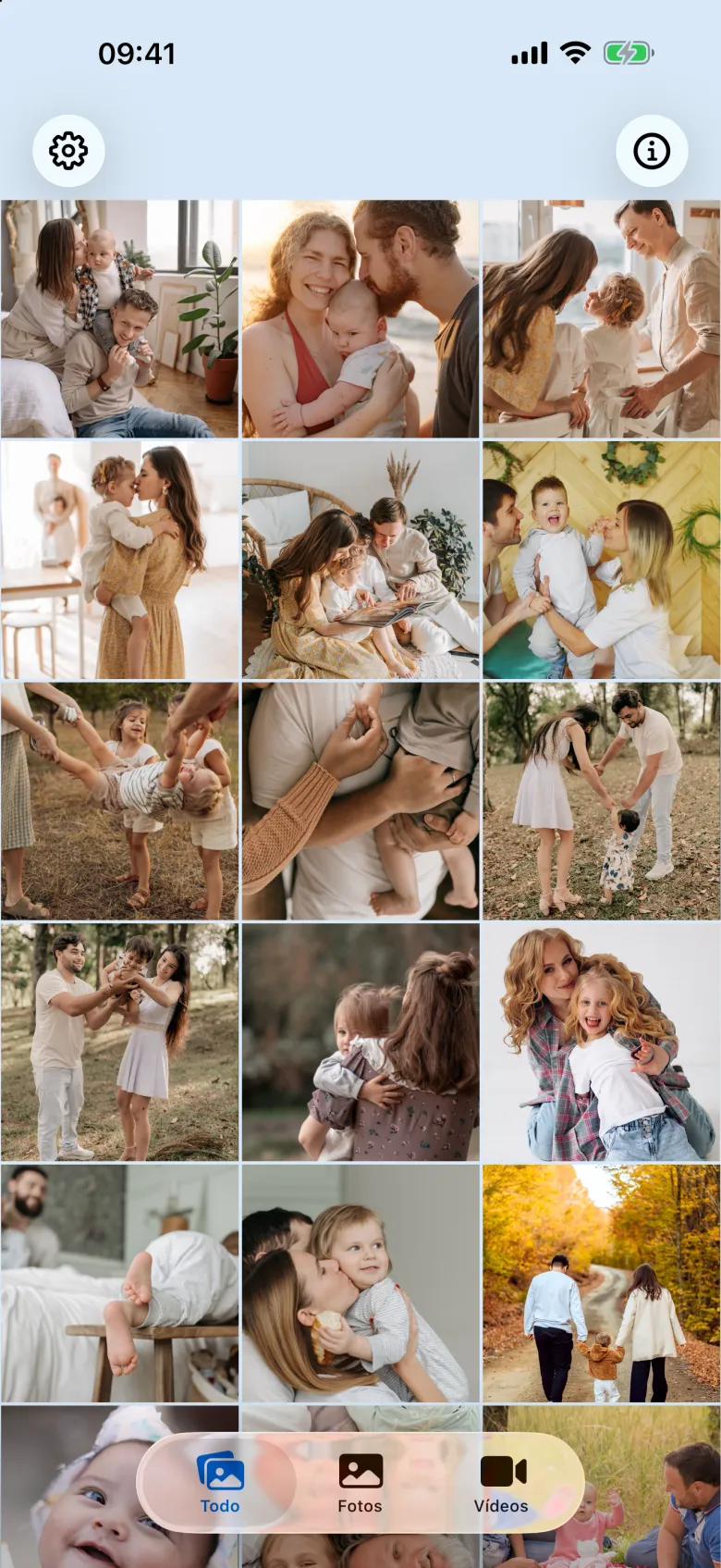Libro de fotos en el iPhone: una cuadrícula de fotos familiares