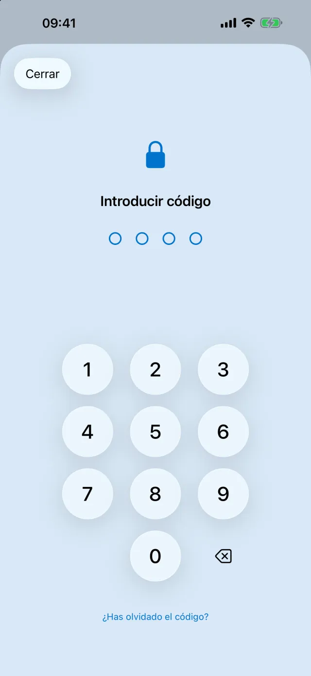 Introducción del código parental con el teclado numérico